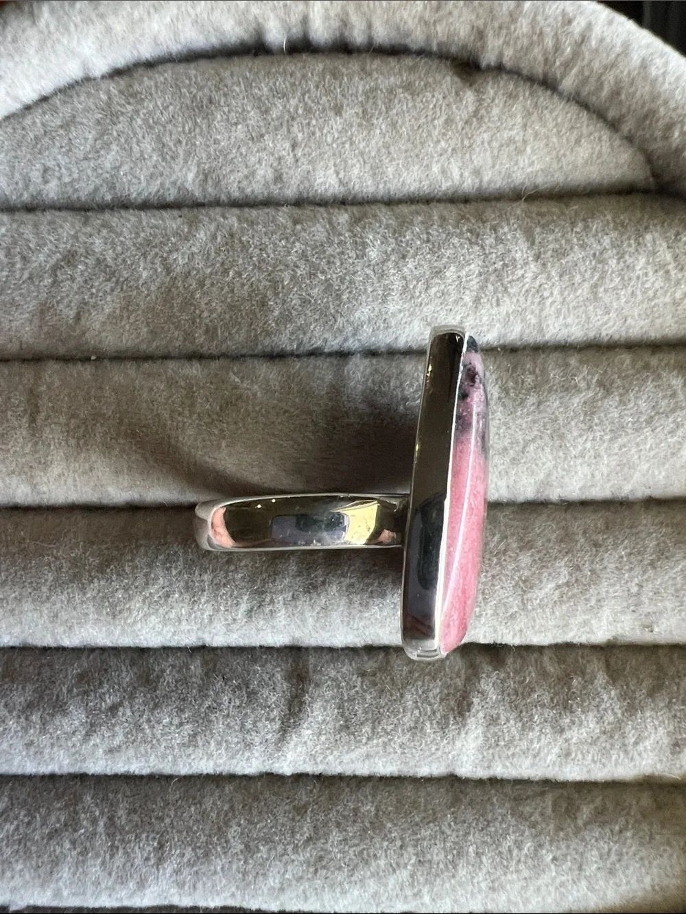 Two-Tone Rhodonite Teardrop Sterling Silver Ring